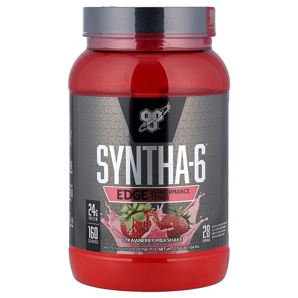 BSN, Syntha-6® Edge, 프로틴 파우더 드링크 믹스, 딸기 밀크셰이크, 1.06kg(2.34lb)