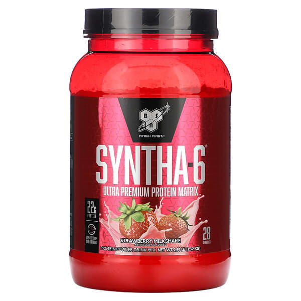 BSN‏, Syntha-6، خليط شراب مسحوق البروتين، مخفوق الحليب بالفراولة، 2.91 رطل (1.32 كجم)