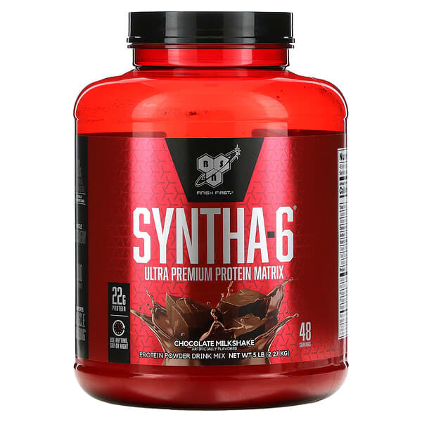 BSN, Syntha-6, протеїнова матриця преміальної якості, шоколадний молочний коктейль, 2,27 кг (5 фунтів)