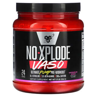 بي إس إن‏, No-Xplode VASO ، المضخة الفائقة لما قبل التمرين ، نكهة البطيخ ، 1.11 رطل (504 جم)