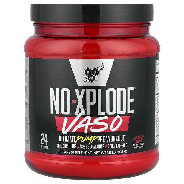 BSN No-Xplode® VASO, Ultimate Pump Pre-Workout, Jungle Juice, 1.11 lb (504 g)