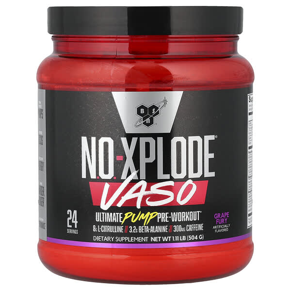 BSN No-Xplode® VASO, Ultimate Pump Pre-Workout, Grape Fury, 1.11 lb (504 g)