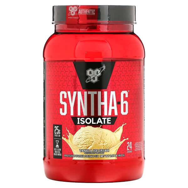 BSN, Syntha-6 Isolate（シンサシックスアイソレート）プロテインパウダードリンクミックス、バニラアイスクリーム、912g（2．01ポンド）