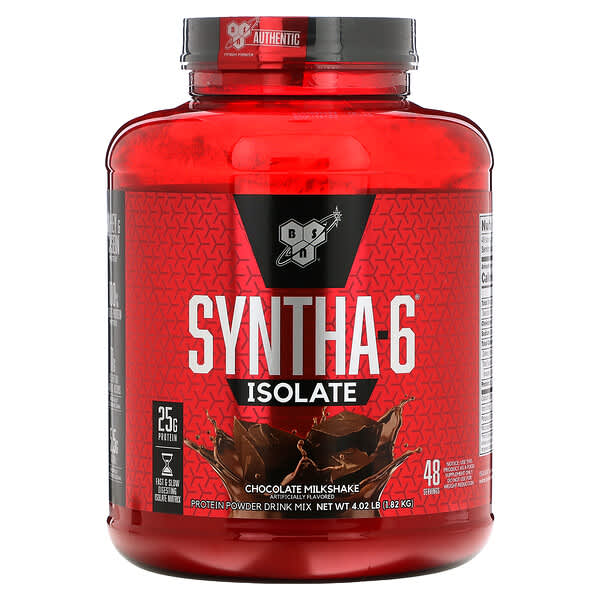 BSN, Syntha-6 Isolate，蛋白質粉飲品混合，巧克力奶昔，4.02 磅（1.82 千克）
