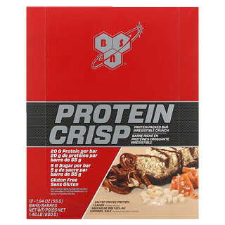 BSN, Protein Crisp, протеиновый батончик, крендельки с соленой карамелью, 12 батончиков, 57 г (2,01 унции)