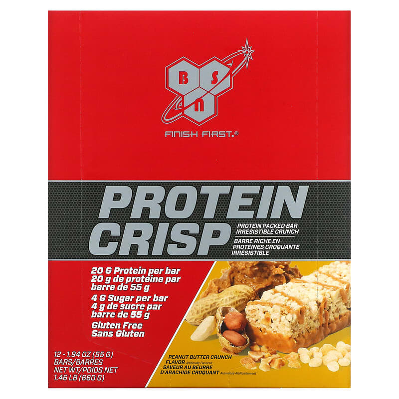 Protein Crisp, Saveur beurre de cacahuète croustillant, 12 barres, 56 g par  unité