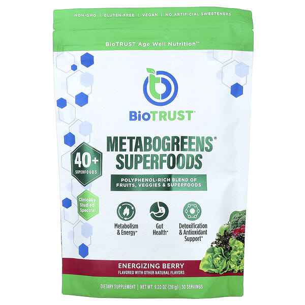 BioTRUST, Metabogreens® Superfoods, Energizing Berry, 9.2 oz (261 g) — product photo 1
