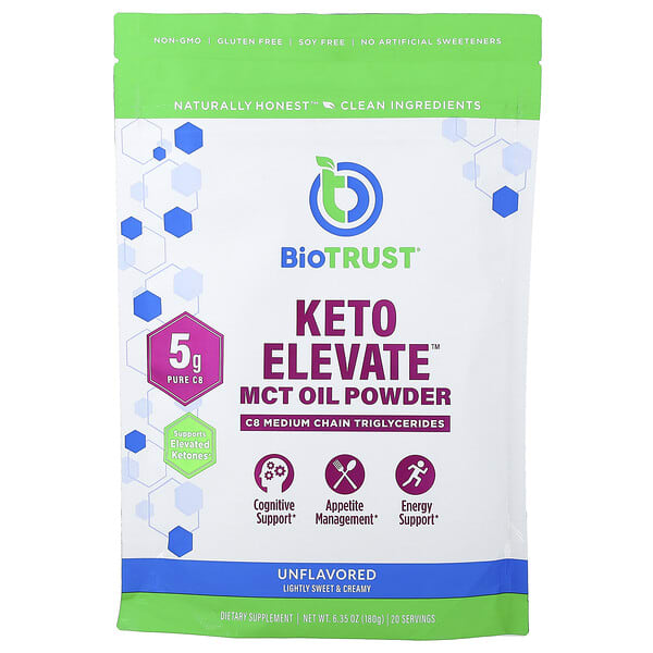 BioTRUST Keto Elevate™, MCT Oil Powder, Unflavored, 6.35 oz (180 g)