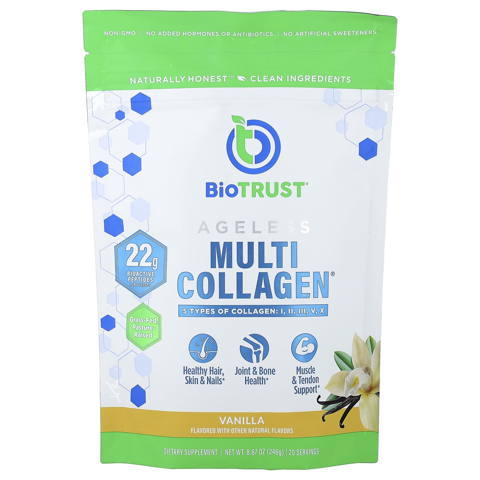 BioTRUST, Ageless Multi Collagen®, с ванильным вкусом, 246 г (8,67 унции)