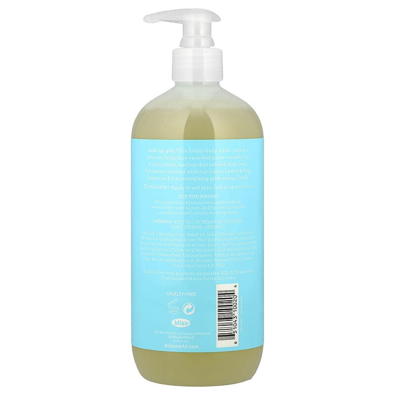 Soapy Suds™（ソーピーサッズ）、ボディウォッシュ、レモン＆セージ