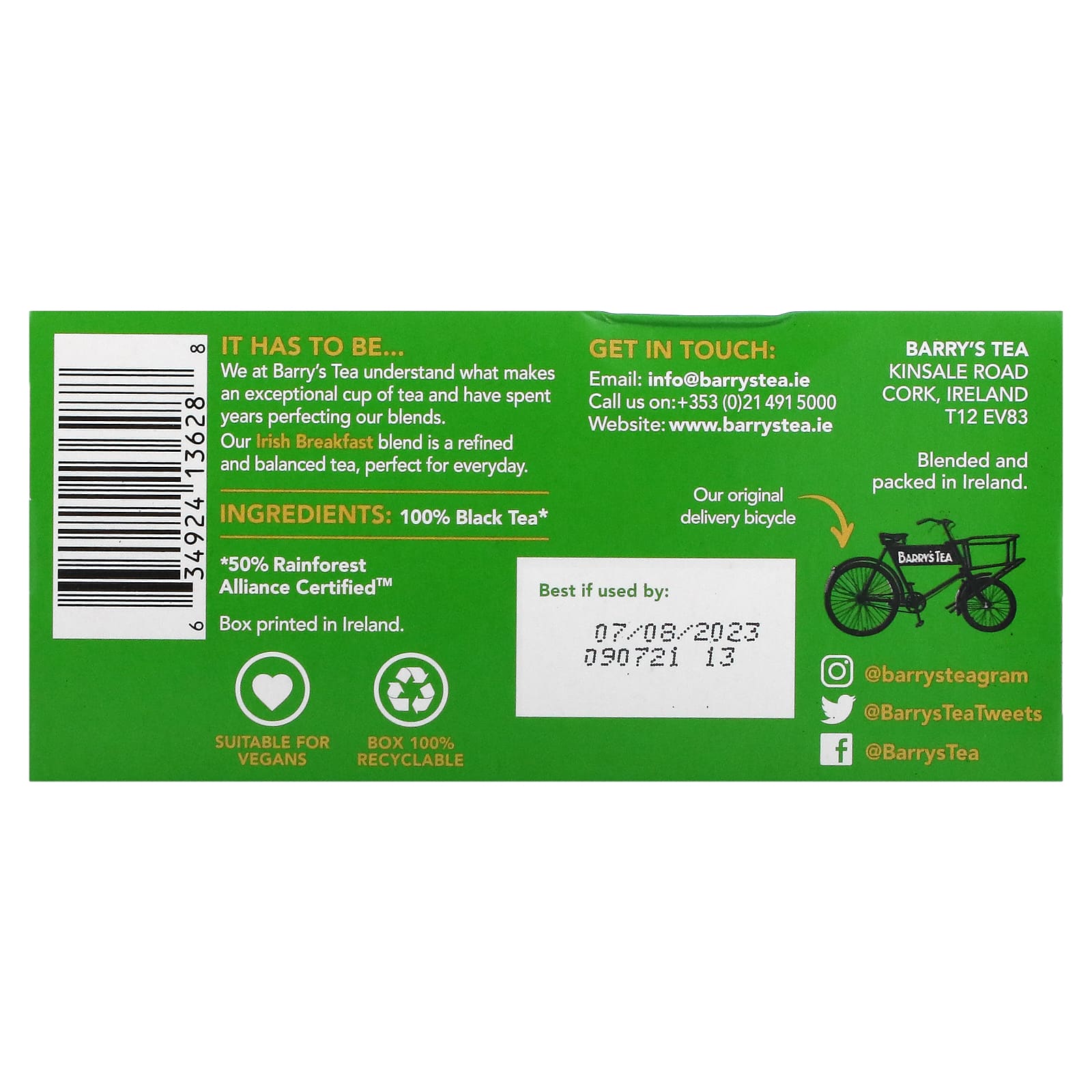 Barry's Tea, Irish Breakfast Tea, 40 Tea Bags, 4.4 oz (125 g)