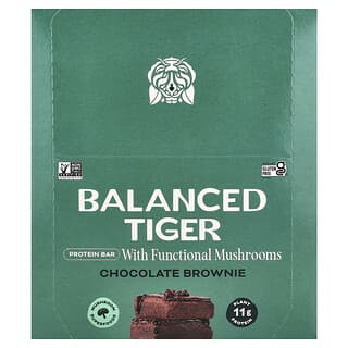 Balanced Tiger, Barra de Proteína, Brownie de Chocolate, 12 Barras, 44 g (1,55 oz) Cada