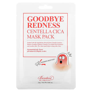 Benton, Goodbye Redness, Sachet de masques de beauté Centella Cica, 10 feuilles, 23 g chacune