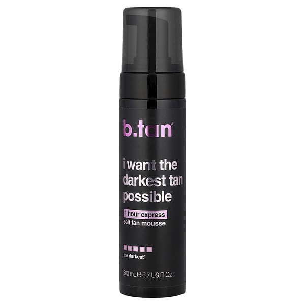 b.tan, 1 Hour Express, Self Tan Mousse, The Darkest, 6.7 fl oz (200 ml)