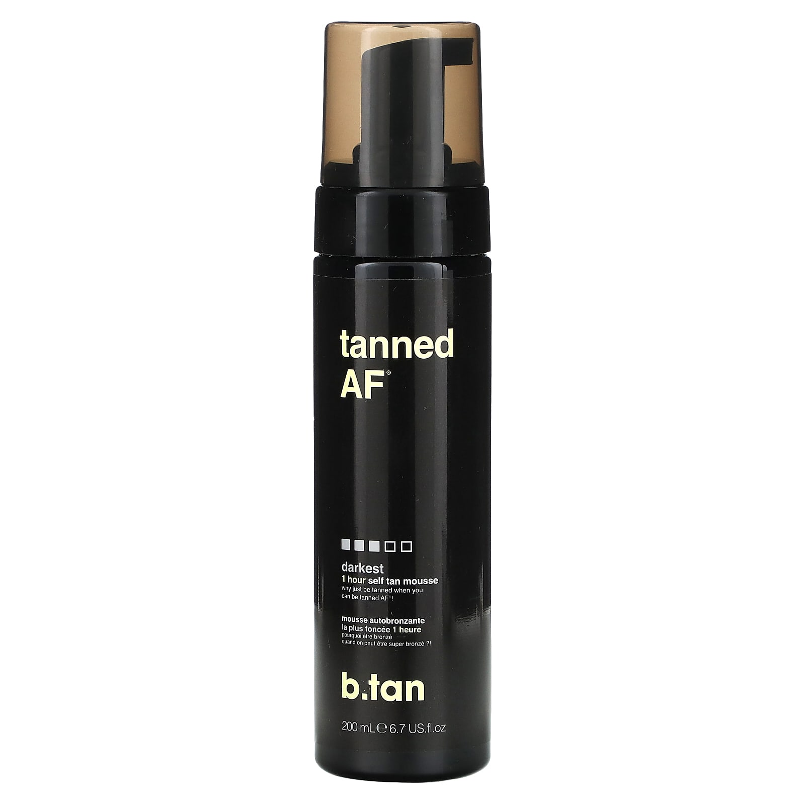 B.tan, Tanned AF, 1 Hour Self Tan Mousse, Darkest, 6.7 Fl Oz (200 Ml)