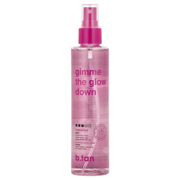 b.tan, Gimme The 글로우 다운, 다크, 페이셜 탠 미스트, 로즈워터, 190ml(6.7fl oz)