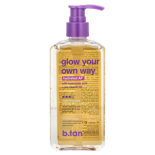 b.tan, Glow Your Own Way, 하이드레이티드 AF, 점진적 페이스 + 바디 젤, 236ml(8fl oz)