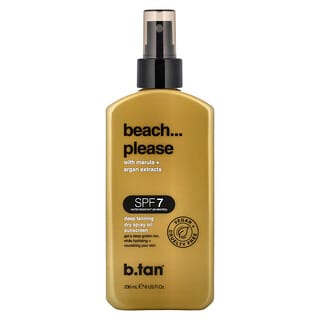 b.tan (비.탠), 비치...플리즈, 드라이 스프레이 오일 자외선 차단제, SPF 7, 딥 태닝, 236ml(8fl oz)