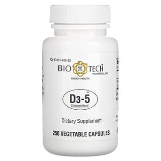 Bio Tech Pharmacal, D3-5 colecalciferol, 250 cápsulas vegetales