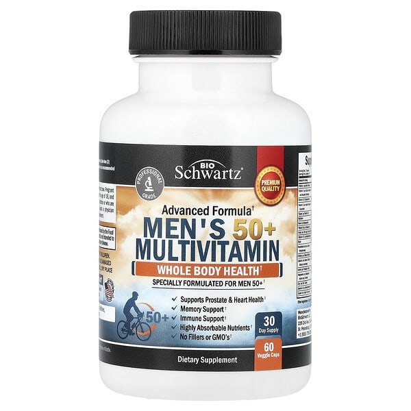 BioSchwartz, Multivitaminico per uomini over 50, 60 capsule vegetali