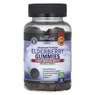 BioSchwartz, Elderberry Gummies with Zinc & Vitamin C, Holunder-Fruchtgummis mit Zink und Vitamin C, 60 Fruchtgummis