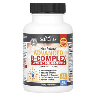 BioSchwartz, Complexe de vitamines B avancé, Haute efficacité, 60 capsules végétariennes