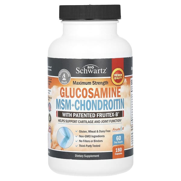 BioSchwartz, Maximum Strength Glucosamine MSM + Chondroitin, 180 Capsules