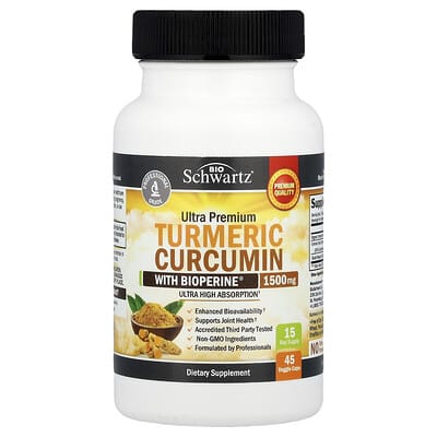 BioSchwartz, Premium Curcumin, Vegetarian Capsules with BioPerine®, 45 Capsules