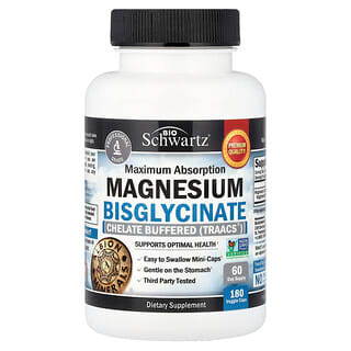 BioSchwartz, Penyerapan Maksimum Magnesium Bisglisinat, 180 Kapsul Sayuran (24 mg setiap Kapsul)