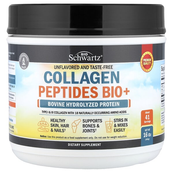BioSchwartz, Collagen Peptides Bio+, Unflavored, 16 oz (454 g) — product photo 1