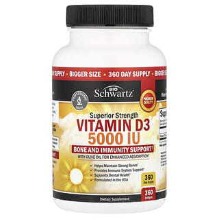 BioSchwartz, Vitamin D3, 125 mcg (5,000 IU), 360 Softgels