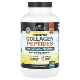 BioSchwartz, Hydrolyzed Collagen Peptides, hydrolysierte Kollagenpeptide, 270 Tabletten