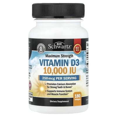 BioSchwartz, Extra Strength Vitamin D3, 250 mcg (10,000 IU), 180 Softgels