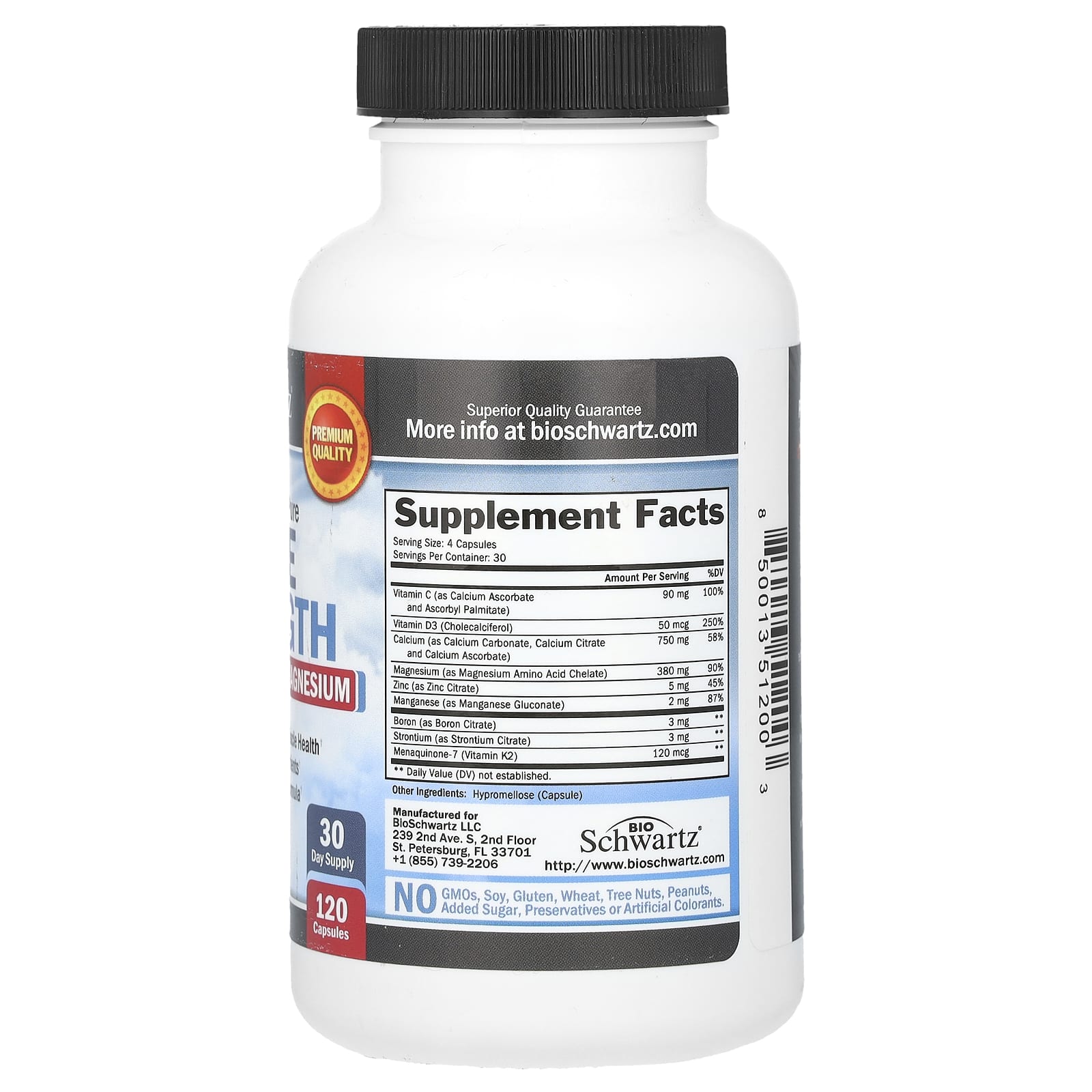 BioSchwartz, Premium Ultra Pure Bone Strength, Calcium + D3, K2