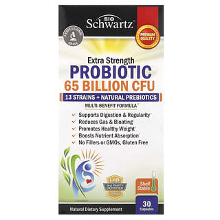 BioSchwartz, Extra Strength, Probiotic, extra starkes Probiotikum, 65 Milliarden KBE, 30 Kapseln