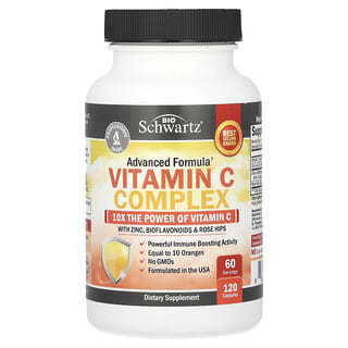 BioSchwartz, Complexe de vitamine C avec zinc, bioflavonoïdes et cynorrhodons, 120 capsules