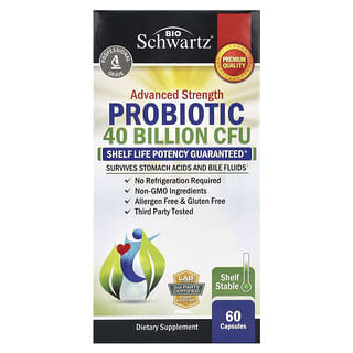 BioSchwartz, Probiotique puissant, 40 milliards d'UFC, 60 capsules (20 milliards d'UFC pièce)