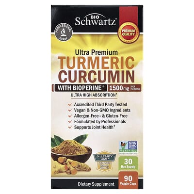 BioSchwartz, Ultra Premium Curcumin with BioPerine®, 90 Vegetarian Capsules
