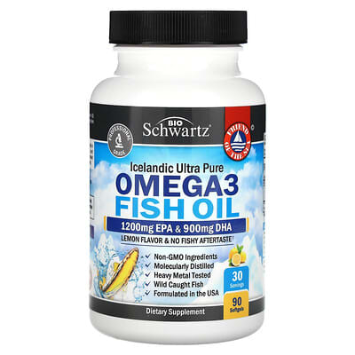 BioSchwartz, Omega-3 Fish Oil, Lemon Flavor, 90 Softgels