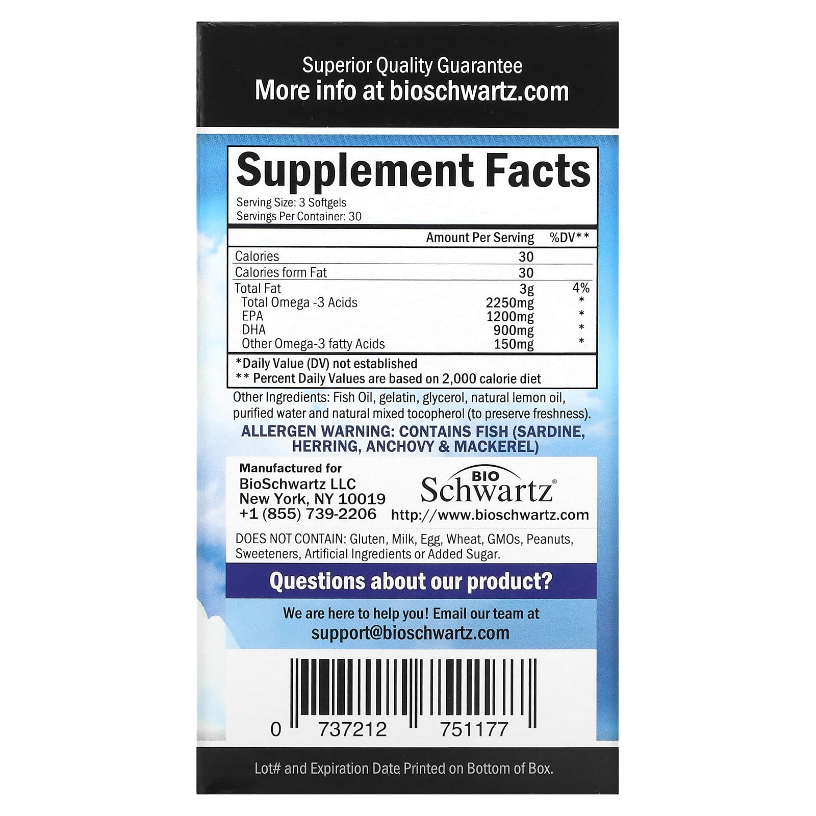 BioSchwartz, Omega 3 Fish Oil, Lemon , 90 Softgels