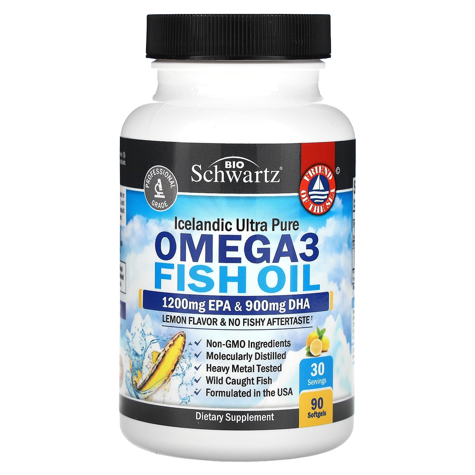 Óleo de Peixe Ômega-3, Sabor de Limão, 1.200 mg EPA e 900 mg DHA
