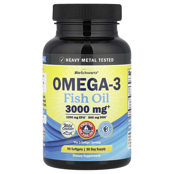 BioSchwartz, Omega-3 Fish Oil, Lemon, 3,000 mg, 90 Softgels — product photo 1