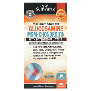 BioSchwartz, 葡萄糖胺 MSM + 软骨素，含专利 Fruitex-B，90 粒素食胶囊