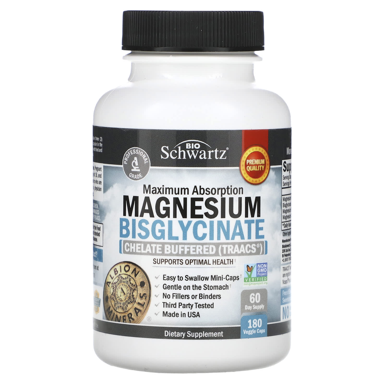 BioSchwartz, Magnesium Bisglycinate, Maximum Absorption, 180 Veggie Caps