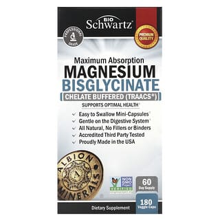 BioSchwartz, Magnesium Bisglycinate, Maximum Absorption, 180 Veggie Caps