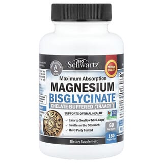 BioSchwartz, Maximum Absorption Magnesium Bisglycinate, 180 Veggie Caps (24 mg per Capsule)