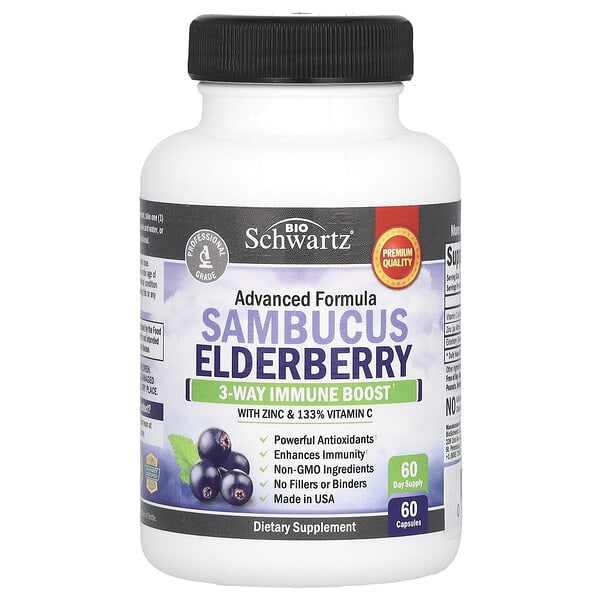 Sambucus Elderberry with Zinc & Vitamin C, 60 Capsules