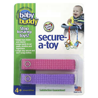 Baby Buddy, Secure-A-Toy, для детей от 4 месяцев, розовый и фиолетовый, 2 шт.