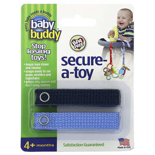 Baby Buddy, Secure-A-Toy, 4 mois et plus, Bleu profond et bleu ciel, 2 sangles