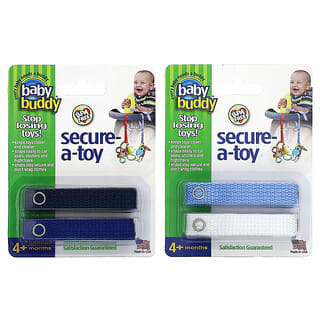 Baby Buddy, Secure-A-Toy, для детей от 4 месяцев, черный / темно-синий и голубой / белый, 4 ремешка